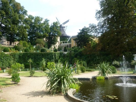 Park Sanssouci - im Hintergrund die Historische Mühle